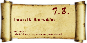 Tancsik Barnabás névjegykártya